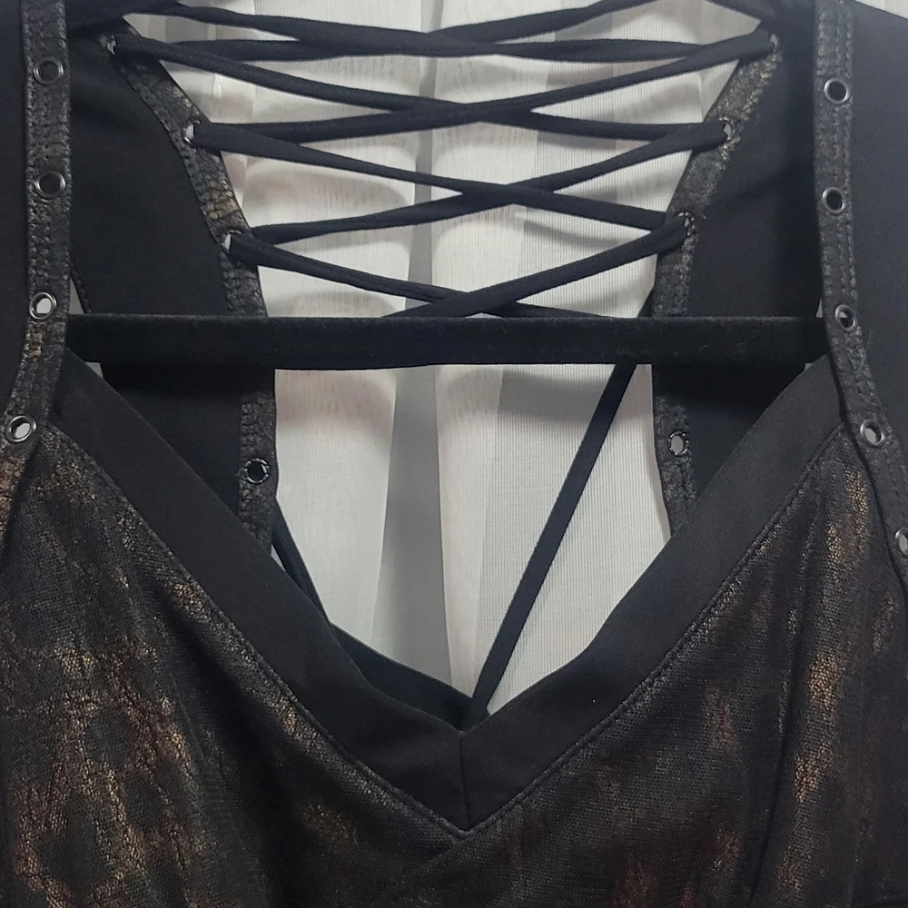 Salvage Leopard Print Tank with Black tie Design And Leopard Accents - Picture 4 of 7